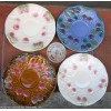 4 Assiettes * Salins les Bains * en barbotine * Motif Fraises & cerises