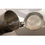 Tres ancien bock pichet chope a biere en �tain massif decor golf