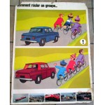 Ancienne affiche d'ecole S�curit� Routiere ann�e 1960
