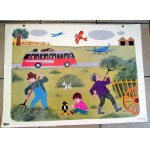 Ancienne affiche d'ecole * Elle accompagnait le livret de lecture 1968 * Ref B9