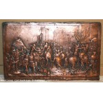 Splendide plaque de cuivre rouge repouss�e 0