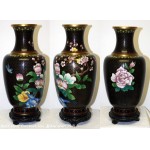 Splendide grand vase cloisonne vielle Chine a bord dore