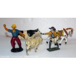 lot de 5 anciens personnages animaux de la ferme en plomb creux 0