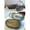 Ancienne paniere tressee en metal argente + un panier tresse porte bouteille idem (2 pieces)
