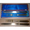 Ancien coffret service a decouper avec grand couteau et fourchette a gigot
