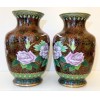 Superbe paire de vase chine en cloisonn� - les motifs fleurs) sont invers�s 0