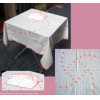 Dessus de table Brod�e main / Nappe a th� * en LIN * 118 x 116 cm + 8 Serviettes