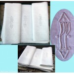 6 � 12 Serviettes de table Damas� - Monogramme * PP * 0