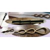 Ancienne Epingle a chapeau laiton velour noir 17,5 cm
