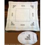 Ancien napperon rectangulaire lin broderie ajoure belle dimension 0
