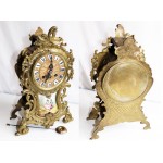 Belle pendule de chemin�e en bronze, au d�cor porcelaine de limoge