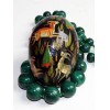 Superbe �uf �b�ne peint au couleurs et motif de la vie Africaine - la savane