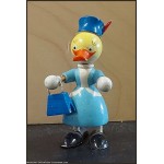 Ancienne Figurine Canard, 0 en bois et ressort Jouet GOULA Espagne.