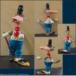 Ancienne Figurine Loup, 0 en bois et ressort Jouet GOULA Espagne.