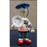 Ancienne Figurine CHinois, 0 en bois et ressort Jouet GOULA Espagne.