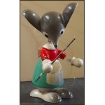 Ancienne Figurine Souris, 0 en bois et ressort Jouet GOULA Espagne.