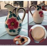 Vase pichet Saint Cl�ment motif floral Hauteur 14,5 cm