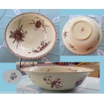 Ancienne cuvette en c�ramique pour toilette Lun�ville motif " Japonais ".